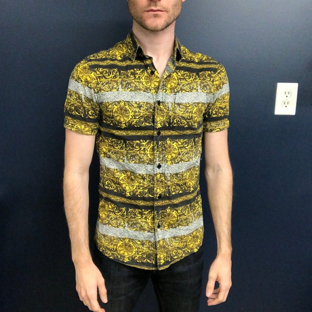 ASOS baroque pattern short sleeve button down